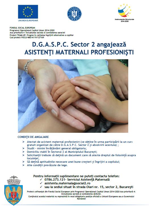 D.G.A.S.P.C. Sector 2 – angajează asistenţi maternali profesionişti